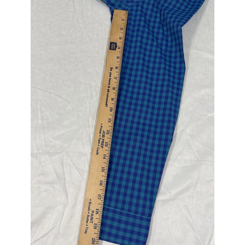 NWT Crown&Ivy Men's SzM Long Sleeve Button Down Shirt Blue‎ Plaid Cotton Spandex - Picture 10 of 16